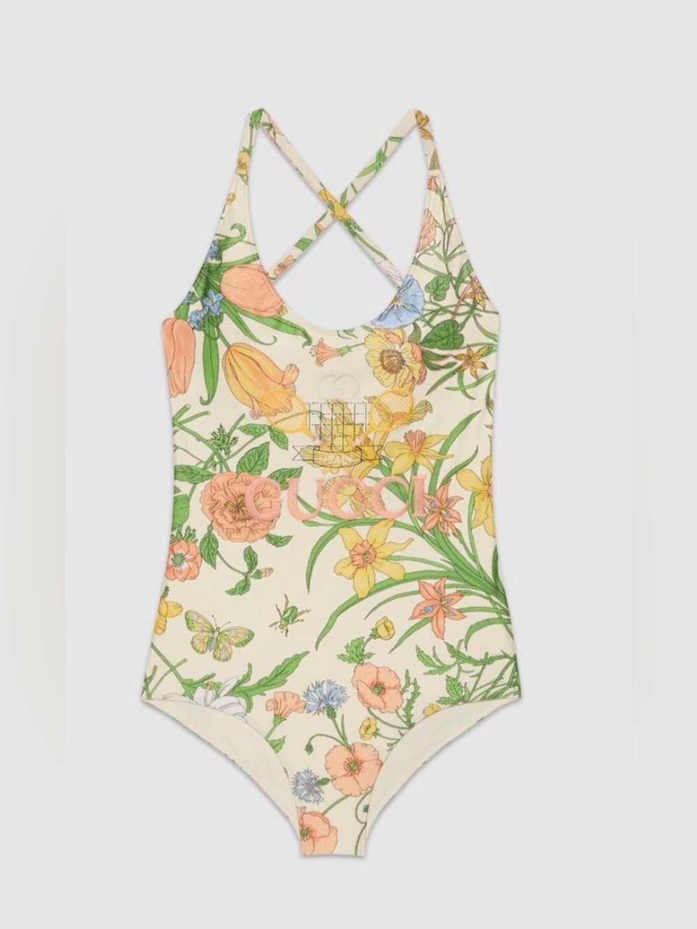 Gucci Cream Floral Print Swimsuit